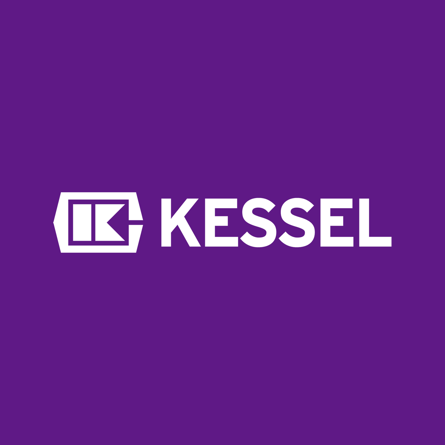 Das Logo von Kessel mit lila Hintergrund und weißem Kessel-Schriftzug in Großbuchstaben